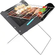 Foldable Grill | Portable BBQ Grill | Heavy Duty Metal Desktop Camp Fire Outdoor Cooking Equipment for Barbecue Grilling Picnics Bonfire