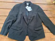Anne Klein Women's Black Single Button Jacket Blazer Size 14 NEW NWT