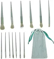 LOLIPPYY 1set Creative Makeup Brush with Plastic Handle Green Blush Powder Applicator Travel-friendly Makeup Tools with Bag for Daily Use