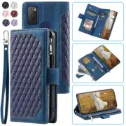 TCL 20Y Rhombic Wallet Case,Leather Zipper Flip Card Phone Case For TCL 20Y