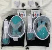 QingSong Kids Snorkel Mask Full Face, Snorkeling White Go Pro Mount New Set Of 2
