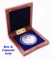 Wood Box & Coin Capsule w Black Ring for 1oz Silver Libertad / Blue Interior