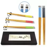 5 Pairs Chopsticks and Chopstick Rest Set, Cute Panda Chopsticks Holder 3 Pcs...