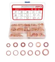 12 Sizes 300pc Copper Washer Assortment Seal Ring Kit Sump Plug