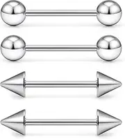 [Dyknasz] 16G/14G Nipple Rings for Women Internally Threaded Titanium Hypoallergenic Tongue Rings Piercing Jewelry Nipple Shield Barbell Ring 14mm/16mm/19mm Bar Set