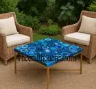 Blue Agate Coffee Table Top | Agate Stone Center Square Garden Table Top Decor