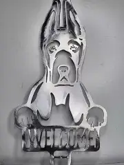 Dog art metal yard Great Dane cropped ears Statue