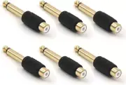 6 Pack RCA Female to 6.35mm 1/4 Inch Male TRS Stereo Plug Adapter Connector