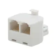 RJ12 6P6C T Adapter 1 Male to 2 Female Telephone Phone Jack Splitter White