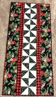 Handmade Quilted Table Runner/Topper ~16 " x 34 1/2"~ Christmas~ Red,Green,white