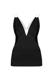 Victoria Beckham Lace Embellished V-Neck Camisole Top UK10 Black