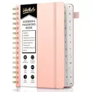 Spiral Address Book with Alphabetical Tabs, Leather Password Book, Rose Gold