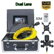 Dual Lens Endoscope 7inch 30M 1080P Video Pipe Drain Sewer Inspection Camera