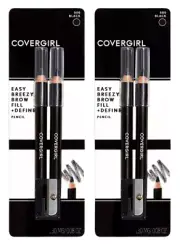 Covergirl Fill +Define Eye Brow Pencils &Sharpener 500 Black 2Ct ea. -Lot of 2