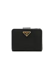 Prada Enamel Triangle-Logo Bi-Fold Wallet One size Black