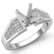 1.00 Ct Princess Diamond Engagement Setting Wedding 14K White Gold Ring F VS1