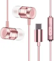 LYX YX-022 1.2m Wired in Ear USB-C/Type-C Interface Metal Stereo Earphones with Mic (Grey) Small and Comfortable (Color : Rose Gold)