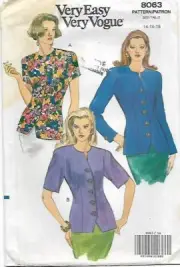 C33 VOGUE 8063: TOPS SIZE 14-18 SEWING PATTERN