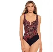 Miraclesuit Kashmir Enchant Tummy Control Underwire One Piece Swimsuit size 14