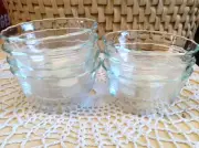 SET OF 7 New Vntg Pyrex Scalloped 3 Ring Clear Glass 6oz Custard Cup Bowls