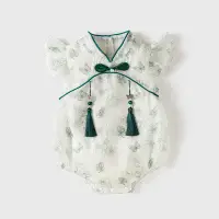 在飛比找蝦皮購物優惠-嬰兒衣服夏裝新中式哈衣滿月週歲禮服女寶寶超萌連身衣國風包屁衣