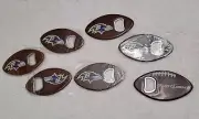 Lot Of 7 Ravens Logo, Bud Light Football Bottle Openers;