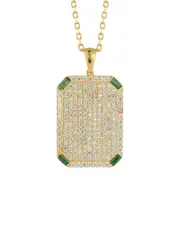 Sphera Milano 14K Over Silver CZ Tag Pendant Necklace