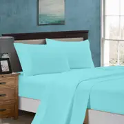 Fabric Fantastic 1000tc Ultra Soft King Size Bed Aqua Flat & Fitted Sheet Set