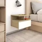 2x Floating Nightstand White and Sonoma Oak Engineered Wood Wall Shelf vidaXL