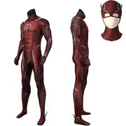 Injustice 2 The Flash Barry Allen Jumpsuit Cosplay Costume Stretchy w/ Cowl Mask