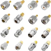 [Anina] 16pcs RF Coaxial Adapter Kit UHF/BNC/N/F to SMA Male/Female Connectors for Ham Radio, Antenna, CCTV, WiFi, GPS, Test Equipment