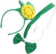[VALICLUD] 1 Set Turtle Dress Headbands Prom Hair Accessories Makeup Headband Plush Tortoise Headband Halloween Animal Costume Cosplay Animal Prop Animal Hairband Tail Cloth Green
