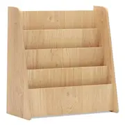 Costway 4-Tier Magazine Rack Display Bookcase Bookshelf w/Deep Compartment Storage Organizer Natural