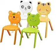 Kids Plastic Chair Set of 4 Colorful Preschool Chairs Stackable and Cute for Classroom Elementary, School, Daycare, Classroom Furniture (L)