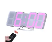 LED Digital Alarm Clock 115 Colour Display USB Power Remote Temperature - White