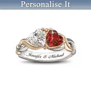 'Two Hearts, One Love' Personalised engraved Ring