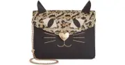 BETSEY JOHNSON Sequin Black Cat Handbag Clutch or Shoulder bag NEW