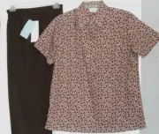 *HILLARD & HANSON DRESS CASUAL PANTS SIZE 8 BROWN & WHITE STAG SHIRT SIZE M NWT