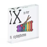 Letter X Is For Xylophone Acrylic Photo Block Frame Funny Alphabet