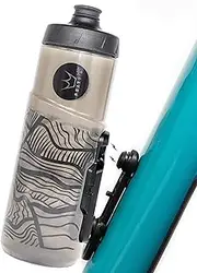 Peaty's Fidlock Lockin Magnetic Bike Water Bottle & Mount, Topo/Smoked, 600 ml/ 20 oz.