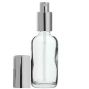 2 OZ 60ML CLEAR BOSTON ROUND GLASS BOTTLES WITH SILVER SPRAYER 6 12 24 72 PCS