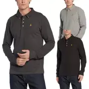 BRAVE SOUL Mens Polo Shirts Slim Fit Golf Work Tee Casual Plain Long Sleeve Top