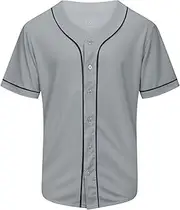 [KUAIPAO] Blank Baseball Jersey,Short Sleeve Plain Jersey Shirt,Sports Uniform for Men Women(White, Black, Red,Blue,S-3XL)
