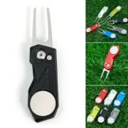 Divot Repair Tool with Popup Button Divot Tools Green Fork