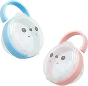 2PCS Pacifier Holder Case 4.1x3x2.2'' Adorable PP Pacifier Holder with 9.8'' Strap, Hygienic, Portable Pacifier Case Keeps Baby's Pacifier Clean and Dust-Free, Babies Pacifier Case