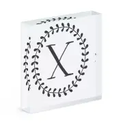Letter X Floral Wreath Alphabet Acrylic Photo Block Frame Flowers