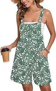 [Moodclo] Women's Summer Casual Short Overalls Adjustable Loose Rompers with Pockets 2025 Jumpsuits for Women