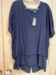 NEWPlus Size 22 Beautiful Double Layered Cool Navy Top by Autograph