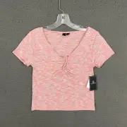 Volcom Top Womens Small Multicolor Space Dye Short Sleeve Knit Skater Casual