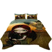 Scary Autumn the Scarecrow and Crow Winged Girl Coverlet